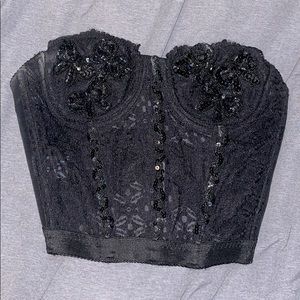 embroidered sheer corset